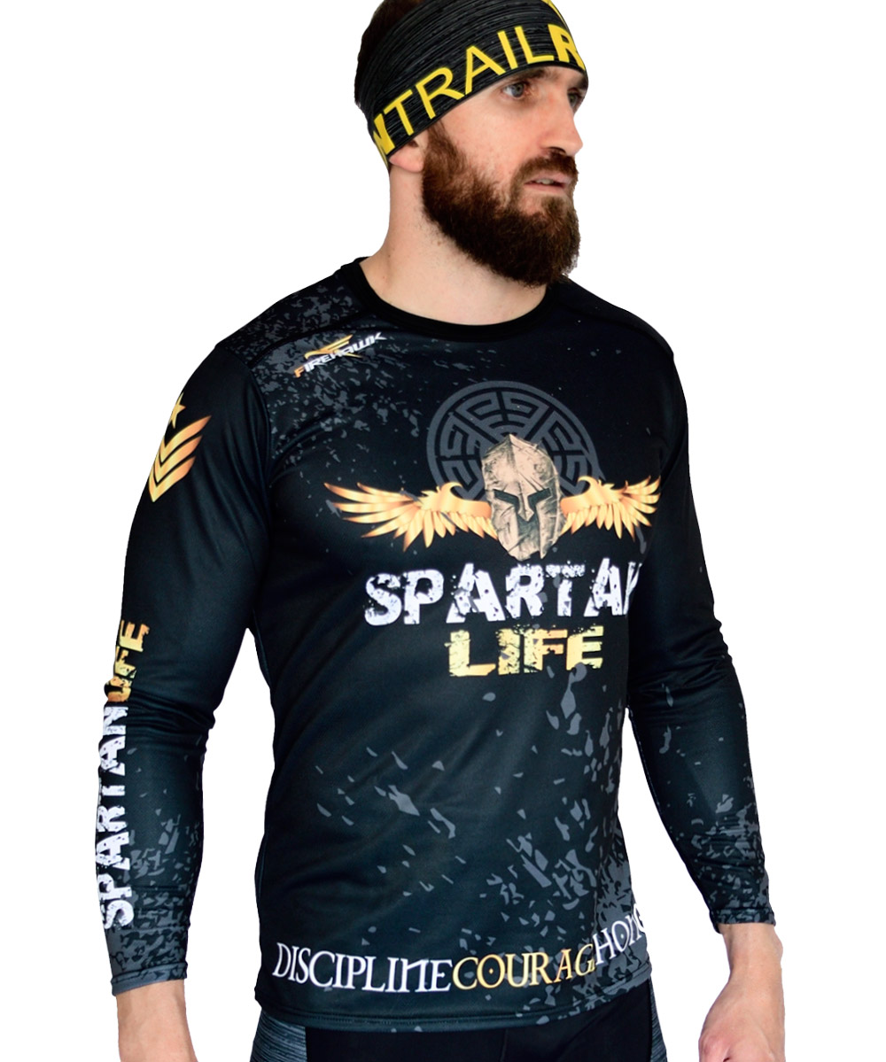 réplica tramo Alpinista Firehawkwear ®|Camiseta trail running Manga larga #Spartan