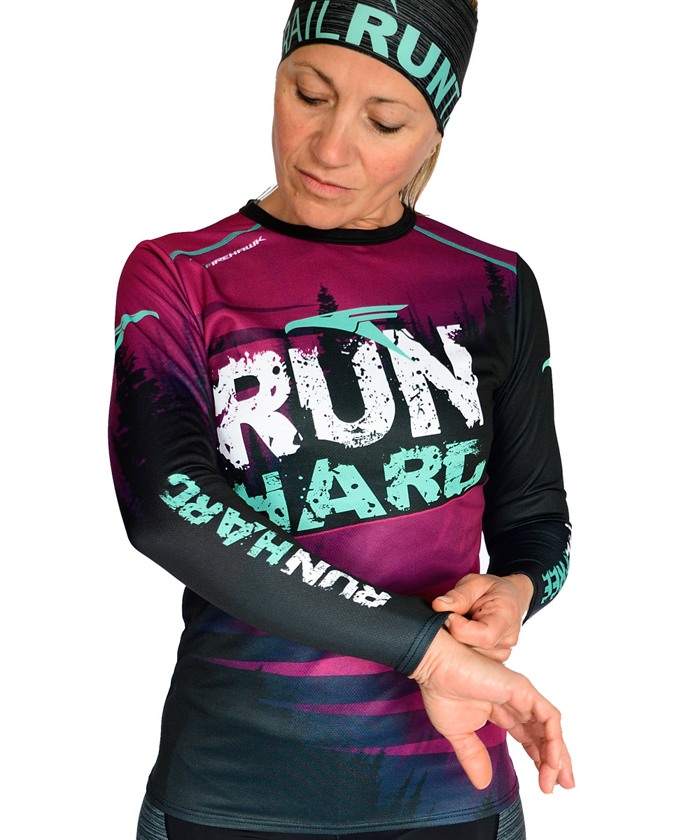 ®|Camiseta mujer trail Manga larga #Run Hard