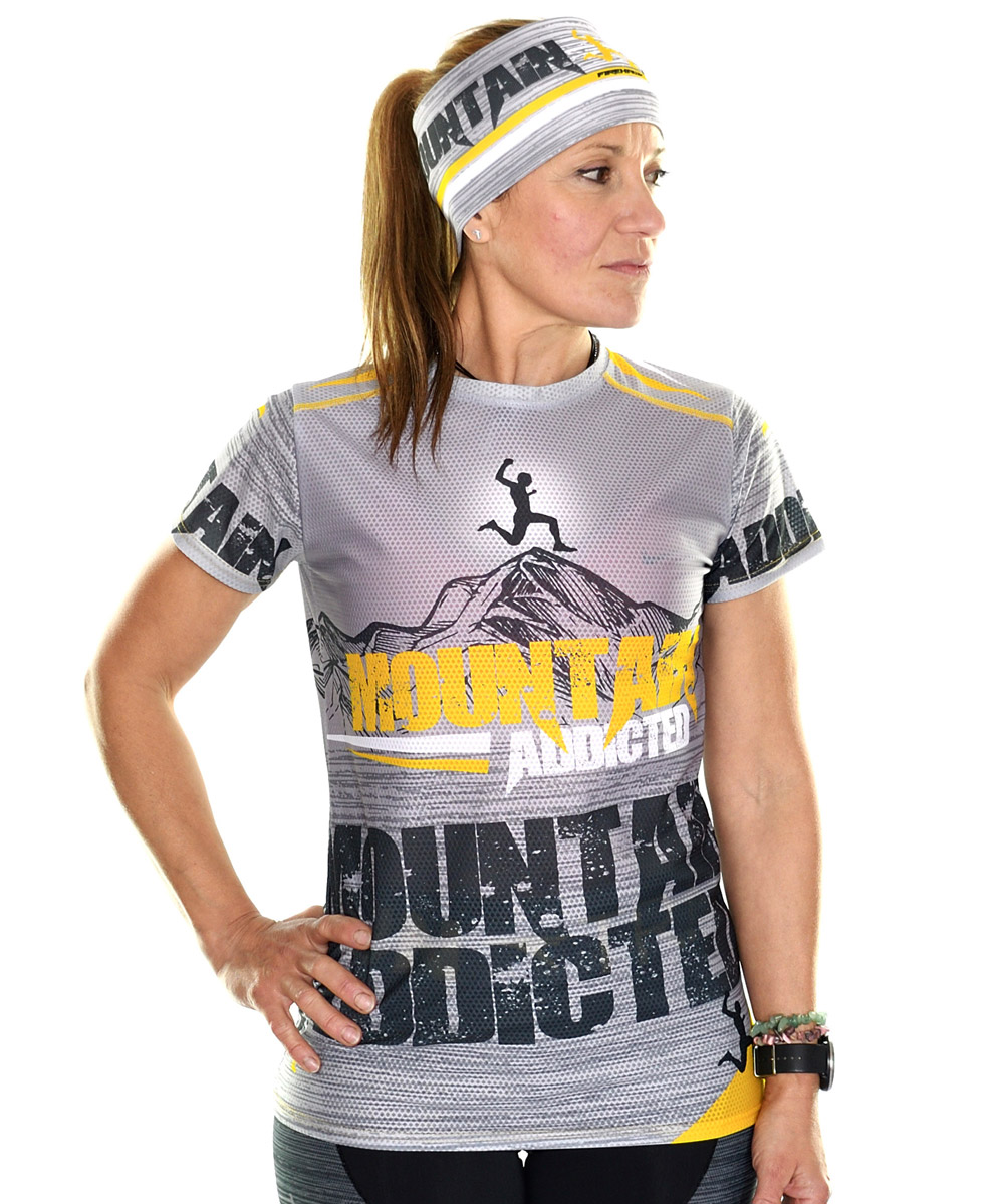 Camiseta Trail Running Mujer # Mountain addicted Grey